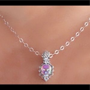 AB Swarovski Crystal Skull and Sterling Necklace